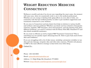 Weight Reduction Medicine Connecticut