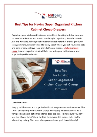 Best Tips for Having Super Organized Kitchen Cabinet Cheap Drawers