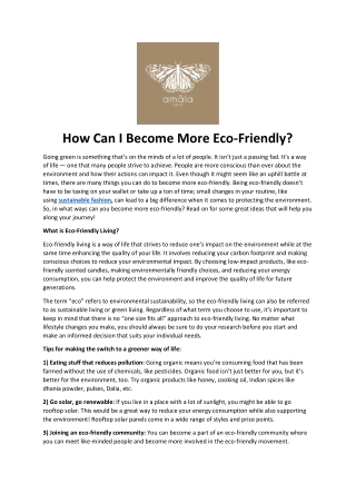 How Can I Become More Eco-Friendly