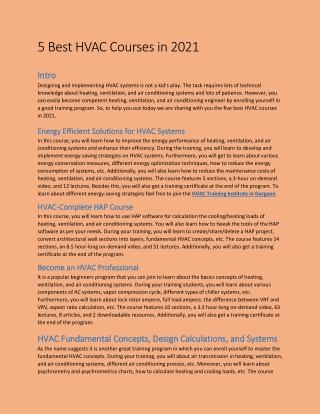 5 Best HVAC Courses in 2021