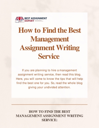 How to Find the Best Management Assignment Writing Service