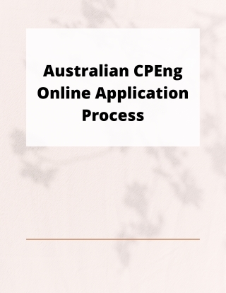 Australian CPEng Online Application Process