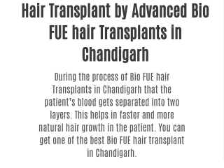 Hair Transplant by Advanced Bio FUE hair Transplants in Chandigarh