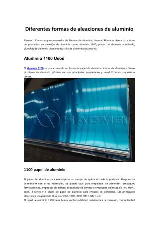 Diferentes formas de aleaciones de aluminio