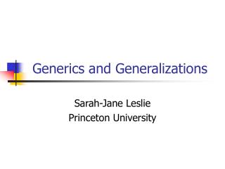Generics and Generalizations