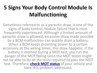 5 Signs Your Body Control Module Is Malfunctioning