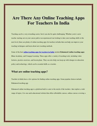 online teaching apps for teachers in India
