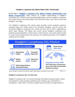 Hodgkins Lymphoma (HL) Market