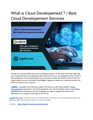 What is Cloud Developement _ _ Best Cloud Developement Services