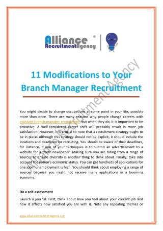 assistant branch manager recruitment