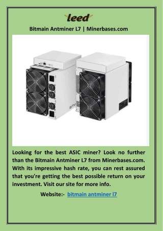 Bitmain Antminer L7 | Minerbases.com