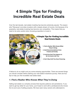 Tips for Finding Incredible Real Estate Deals