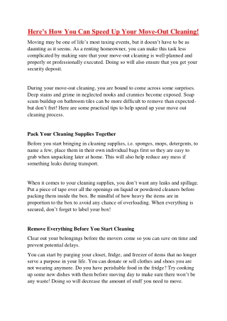 Here’s How You Can Speed Up Your Move-Out Cleaning!