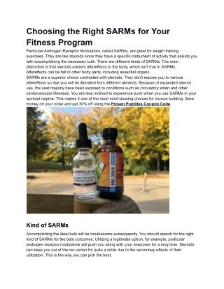 Choosing the Right SARMs for Your Fitness Program