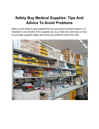 Safely Buy Medical Supplies: Tips And Advice To Avoid Problems