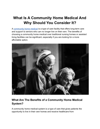 What Is A Community Home Medical And Why Should You Consider It?