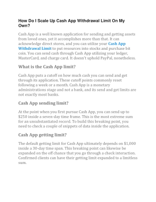 How Do I Scale Up Cash App Withdrawal Limit On My Own