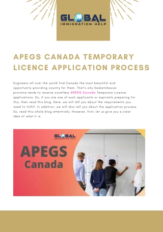 APEGS Canada Temporary Licence Application Process