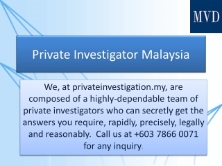 Private Investigator Malaysia