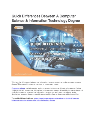 Quick Differences Between A Computer Science