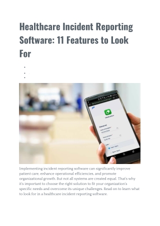 Healthcare Incident Reporting Software