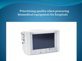 Prioritizing quality when procuring biomedical equipment for hospitals
