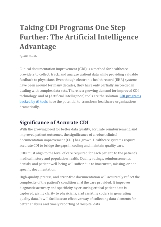 Taking CDI Programs One Step Further- The Artificial Intelligence Advantage