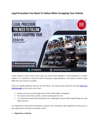 Legal Procedure You Need To Follow When Scrapping Your Vehicle