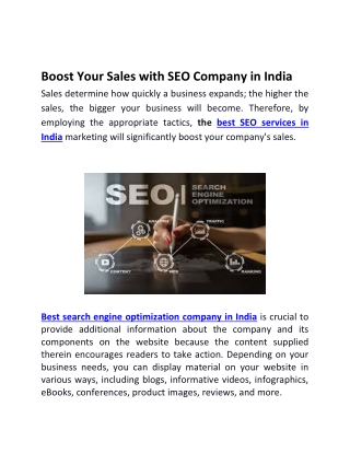 Boost Your Sales with SEO Company in India