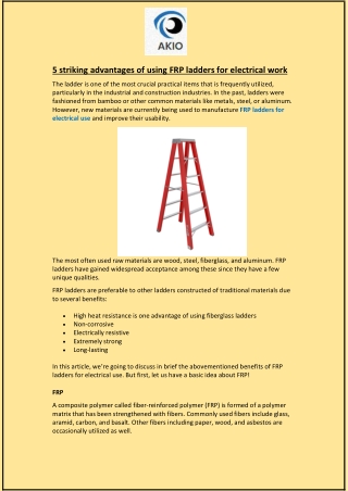 5 striking advantages of using FRP ladders for electrical work
