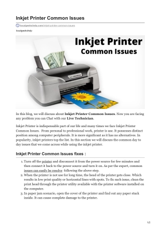 Inkjet Printer Common Issues