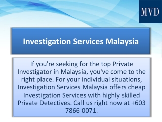 Investigation Services Malaysia