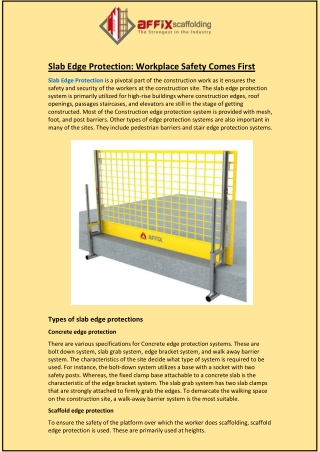 Slab Edge Protection: Workplace Safety Comes First