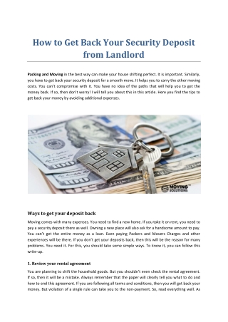 How to Get Back Your Security Deposit from Landlord