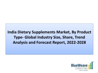 India Dietary Supplements Market Insight, Analysis, 2022-2028