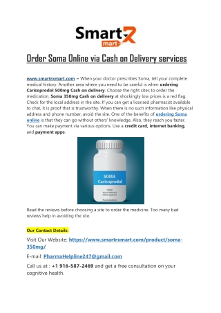 Buy Soma (Carisoprodol) online Cash on Delivery | Order Carisoprodol 350 (Soma)