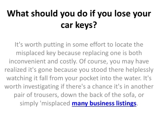 What should you do if you lose your car keys?