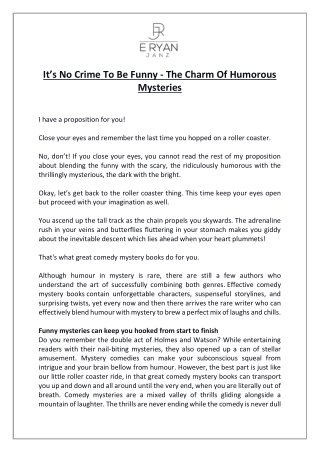 It’s no crime to be funny - The charm of humorous mysteries