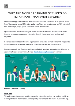 MOBILE LEARNING SERVICES