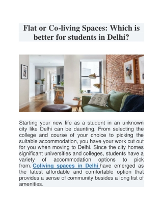 Flat or Co living Spaces - Which is better for students in Delhi.docx