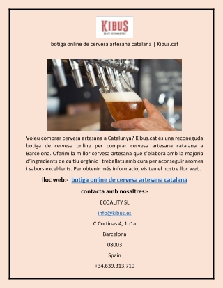 botiga online de cervesa artesana catalana  Kibus