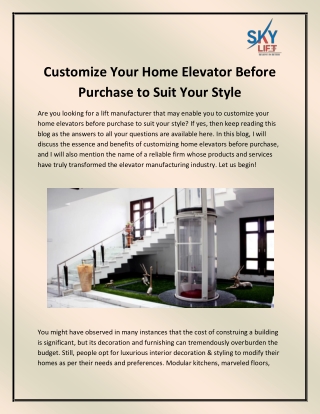 Home elevators in Jaipur