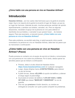 ¿Cómo hablo con una persona en vivo en Hawaiian Airlines?