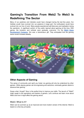 Gaming's Transition From Web2 To Web3 Is Redefining The Sector (1)
