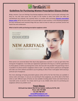 Guidelines for Purchasing Women Prescription Glasses Online