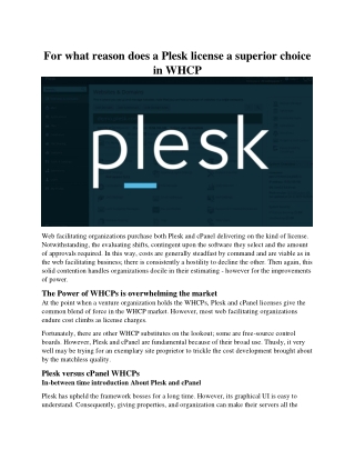 For what reason does a Plesk license a superior choice in WHCP