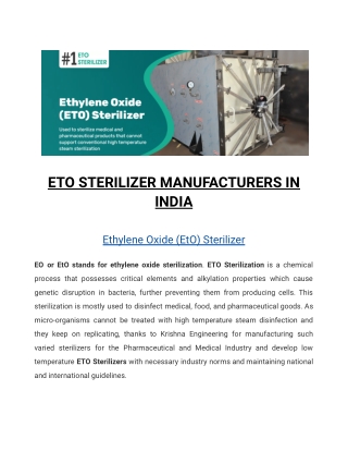 ETO STERILIZER INDIA