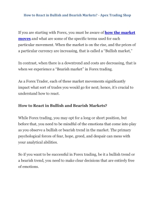How to React in Bullish and Bearish Markets - Apex Trading Shop
