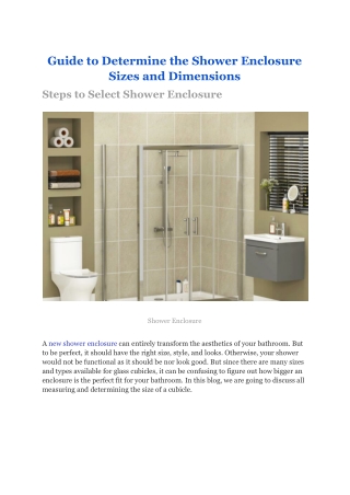 Guide to Determine the Shower Enclosure Sizes and Dimensions