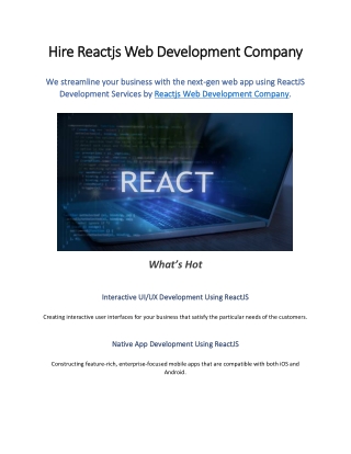 Leading ReactJS Web Development Company